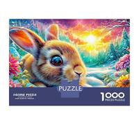 Bunny in A Snowy Winter Scene 1000Pc Jigsaw Puzzle Lucky Rabbit Ideal for Family Fun, Adults & Kids 52x38cm/1000pcs