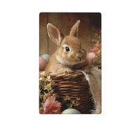 Bunny in an Easter Basket Single Toggle Blank Wall Plate Light Switch Cover Decorative 1 Gang for Kitchen Room Bathroom Size 11.4x7cm