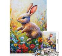 Bunny in Bloom Puzzles for Teenagers 1000 Piece Secret Santa Gifts Difficult Challenge Educational Toy for Ages 14 And over size 50x75cm