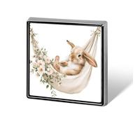 Bunny in Flower Hammock Watercolor Unisex Brooches & Pins Square Lightweight Lapel Badge Jewelry for Clothing Shawl Hat