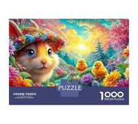 Bunny in Flower Hat with Chicks And Eggs 1000 Piece Jigsaw Puzzle Lucky Rabbit Perfect Birthday Present for Kids & Adults 70x50cm/1000pcs
