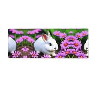 Bunny in Flower Pattern Extra Large Mouse Pad 12x31.5in for Office, Gaming, and Learning - Durable, Comfortable, and Environmentally Friendly