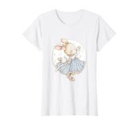 Bunny in Pastel Dress Full Moon Watercolor Nursery Art T-Shirt