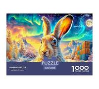 Bunny in Snowy Scene with Aurora And Containers 1000-Piece Jigsaw Puzzle Cute Rabbit Great for Game Nights, Adults & Kids 52x38cm/1000pcs