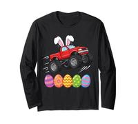 Bunny in Truck Jumping Over Colorful Easter Eggs Toddler Kid Long Sleeve T-Shirt