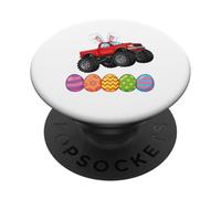 Bunny in Truck Jumping Over Colorful Easter Eggs Toddler Kid PopSockets Adhesive PopGrip