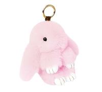 Bunny Keychain - Mini Plush Bunny Pompom Key Ring for Age 18+ Women, Girls, Handbag, Backpack, Purse - Soft Fluffy Charm for School Bag, Lip Balm Keychain, and Cute Gift for Christmas and Anniversary
