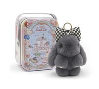 Bunny Keychain With Exquisite Box, 2026 New Handmade Soft Bunny Pompom Charms, Cute Bunny Keychain Plush, Mini Bunny Hug Cute Easter Gift, Rabbit Key Ring Charm, Easter Gift for Women (Black)