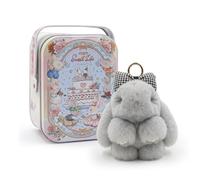 Bunny Keychain With Exquisite Box, 2026 New Handmade Soft Bunny Pompom Charms, Cute Bunny Keychain Plush, Mini Bunny Hug Cute Easter Gift, Rabbit Key Ring Charm, Easter Gift for Women (Gray)