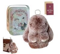 Bunny Keychain with Tin, Soft Fluffy Handmade Rabbit Keychain, Easter Cute Bunny Plush Keychains,for Keys, Bags & Backpacks