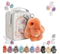Bunny Keychain with Tin,Ultra Plush Bunny Keychain in 9 Colors, Cute Rabbit Key Ring Charm,Cute Easter Bunny Keychain Plush for Purse & Bag Decor (Orange)