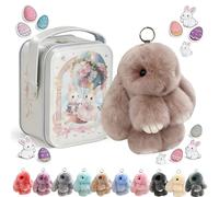 Bunny Keychain with Tin,Ultra Plush Bunny Keychain in 9 Colors, Cute Rabbit Key Ring Charm,Cute Easter Bunny Keychain Plush for Purse & Bag Decor (Coffee)