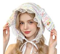 Bunny Knit Hat Lace Knitted Soft Plush Colorful Cute Cosplay Hood