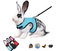 Bunny Leash and Harness Set Escape Proof, Soft Rabbit Mesh Vest Adjustable Buckle for Ferret Guinea Pig Hamster Walking Small Animal Pets Rat, Blue L