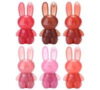 Bunny Lip Gloss, Bunny Shape Plump Lip Glaze, 6 Colors Long-Lasting Non-Sticky Lipstick, Moisturising Sparkling Jelly Lip Gloss, Hydrating Sweet Lip Glaze Set, Cute Lipgloss Set For Girls