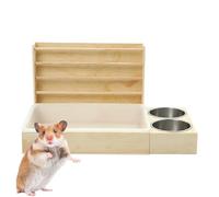 Bunny Litter Box with Hay Feeder - Wooden Pet Hay Feeder Litter Box Bowls | Multi-Function Bunny Pet Food Grass Holder Rack Feeding Bowls for Habitat Enclosure Cage Hutch