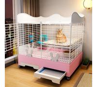 Bunny Lodge Indoor Bunny Cage with raised baffles and skylights for easy cleaning and installation, double-layer design, large capacity, and a variety of colors to choose from.