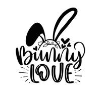 Bunny Love Bunny Easter Lettering Quotes Wall Stickers 42x46cm Do not Damage The Wall Surface Black
