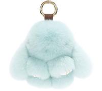 Bunny Lu-lu Christmas Keychain - Cute Plush Pompom Charms for Women, Handmade Soft Rabbit Pendant (Green)