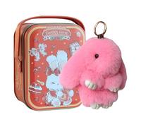 Bunny-Lulu In A Tin | 15cm Bunny-Lulu Keyring In A Tin | Cute Hangable Bunny Charm Plushies Keychain | Rabbit Keyring Pendant Ornament | Rabbits Plush Keychain For Backpack Purse Handbags