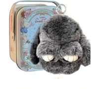 Bunny Lulu Keychain, Cute Bunnylulu Keychain With Exquisite Box,Bunny Keychain Plush(Black1)