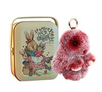 Bunny-Lulu Keyring In A Tin, 15cm Easter Rabbit Pendant Keychain, Cute Bunny-Lulu Keyrings with Box, Easter Rabbit Animal Key Ring Bag Ornament for Backpack, Purse, Handbags, Car, Keys