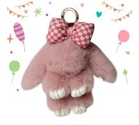 Bunny Lulus Keychain with Tin Box - Bunny Plush Keyring in a Exquisite Tin Box, Cute Rabbit Keyrings with Bow, Handmade Soft Bunny Charm, Birthday Christmas Easter G'ift for Women and Girls