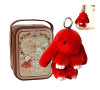 Bunny Lulus Keychain with Tin Box, Fluffys Bunny Trinket Keychain, Valentine's Day Bunny Keychain with Tin, Creative Bunny Bag Handbag Pendant, for Valentine's Day, Wedding