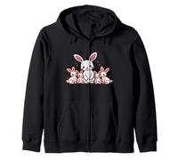 Bunny Mama with Baby Bunnies Zip Hoodie