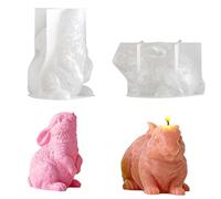Bunny Mold - Easter Bunny Silicone 3D Candle Making Heavy Duty DIY Art Casting Decorative Plaster Ornament Tool Craft Supplies Large White Flexible Mold for Friends Spring
