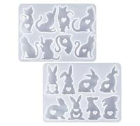 Bunny Mold - Easter Rabbit Shapes, Three Dimensional Animal Design, Soft Flexible Silicone Material, Scented Candle Wax Casting, Spring Holiday Decor, White Casting Accessory Set 2 Pack