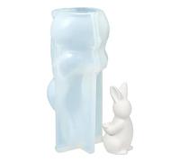 Bunny Molds - Rabbit Casting Template, 1 Piece Silicone Form for Aromatherapy Candle Making, Easter Bunnies Sculpture with Flexible Walls, Craft Accessory, 3D Hare Base for Spring, Holiday and Party