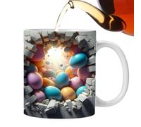 Bunny Mug - Colorful Eggs Bunny Easter Coffee Mug | Funny Novelty Easter Party Cup, Portable Cups for Hot Cocoa, Milk Tea, Home Offices Table Centerpiece