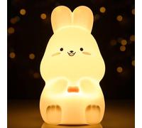 Bunny Night Light Children, 7 Colour Changing LED Portable Touch Baby Lamp, USB Rechargeable Silicone Animal Night Light for Children Nursery Toddler Girls Birthday Gift Room Decor (ARS-XIAOTU)