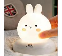 Bunny Night Light for Kids, Cute 12-Color Soft Glow Tap Lamp with Timer, Rechargeable Dimmable Silicone Bedside Light for Bedroom Nursery Decor, Baby Nightlight for Toddlers Girls Breastfeeding Gift.