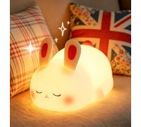 Bunny Night Light Kids, 10-Colors Tap Lamp with Timer, Rechargeable Dimmable Cute Silicone Bedside Light for Bedroom Nursery Decor, Baby Nightlight for Children Toddlers Girls Breastfeeding Gift.