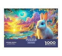 Bunny on Coastal Path at Colorful Sunset 1000 Piece Jigsaw Puzzle Cute Rabbit for Boys, Girls, Men & Women 70x50cm/1000pcs