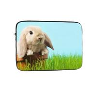 Bunny On Green Grass Patterned Laptop Sleeve ，17 Inch Suitable For Laptops, Tablets, Etc