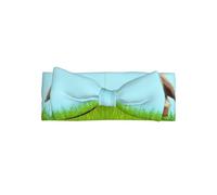 Bunny on Green Grass Printed bow headband, a fashionable turban headband with elasticity, suitable for newborns and infants