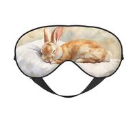 Bunny On The Pillow Print Sleep Mask with Adjustable Strap, Comfortable Eye Cover for Travel, Yoga, Napping, Sleeping & Relaxation