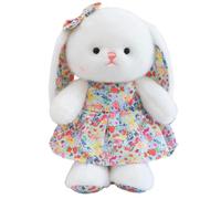 Bunny Plush Toy, Cute White Rabbit Stuffed Animal in Floral Dress(White) | Cuddly Companion, Huggable Soft Toy, Ideal Gift for Kids Girls