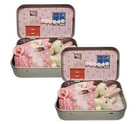 Bunny Pocket Box Easter Stuffed Animal DIY Pet Bunny Adoption Little Pocket Bunnys Decorative Boxes with Tin Box Decorative Collectible Party Supplies Kids Gift (2pcs-b)