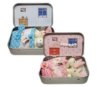 Bunny Pocket Box Easter Stuffed Animal DIY Pet Bunny Adoption Little Pocket Bunnys Decorative Boxes with Tin Box Decorative Collectible Party Supplies Kids Gift (2pcs)