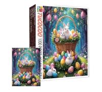 Bunny Puzzles for Adults - 27.5x19.7 Inch Vibrant Jigsaw Challenging Game - Easter Puzzles Bunny | for Beginner Home Decor Farmhouse Wall Art