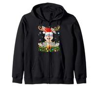 Bunny Rabbit Christmas Lights Reindeer Santa Adult and Kids Zip Hoodie