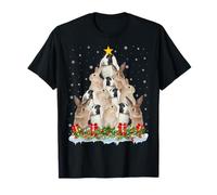 Bunny Rabbit Christmas Tree Lights Santa Hat Funny Xmas T-Shirt