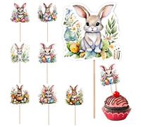 Bunny Rabbit Cupcake Topper - 8 Styles Cute Food Pickers, 8 Pieces Easter Theme Spring Holiday Birthday Cake Decorations | Party Decoration Plug For Easter Celebration