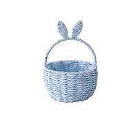 Bunny Rabbit Ear Woven Basket For Gift Decorative Storage For Event Favors Nursery Decor 29×20×19cm(Blue)