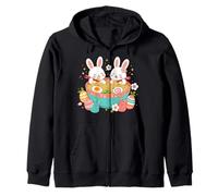 Bunny Rabbit Eat Ramen Noodles Easter Art Kawaii Bunny Zip Hoodie