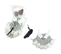 Bunny Rabbit Ferret Harness and Leash Set, Bunny Clothes for Rabbits, Small Animal Guinea Pig Dress Clothes for Kitten Ferret Chihuahua Puppy Mini Dog and Small Animals Harnesses (M, Black and White)